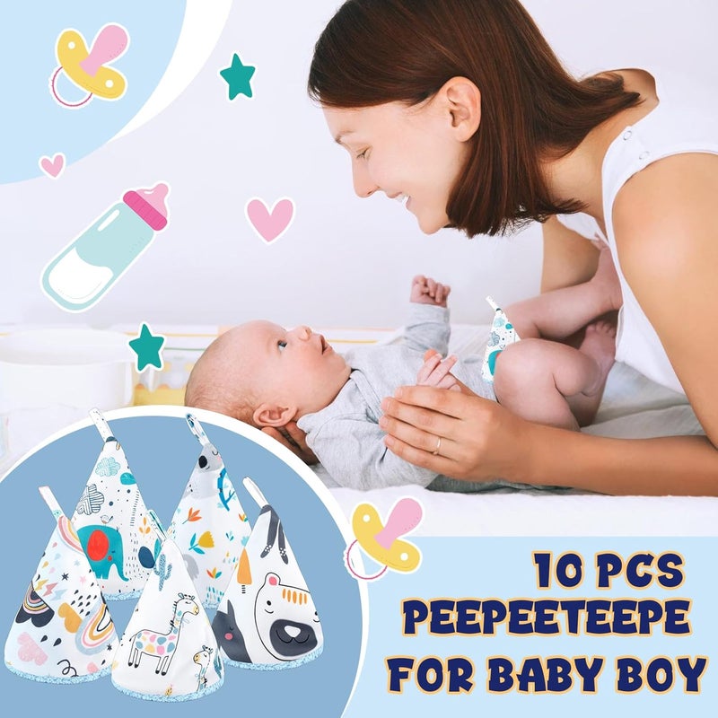 YSSPPOY 10 Pcs Coral Velvet Peepeeteepe Baby Boy with Storage Bag & Laundry Bag, Strong Water Absorption Pee Peep Teepee for Baby Boy, Reusable Pee Covers for New Parents Gift - Image 2
